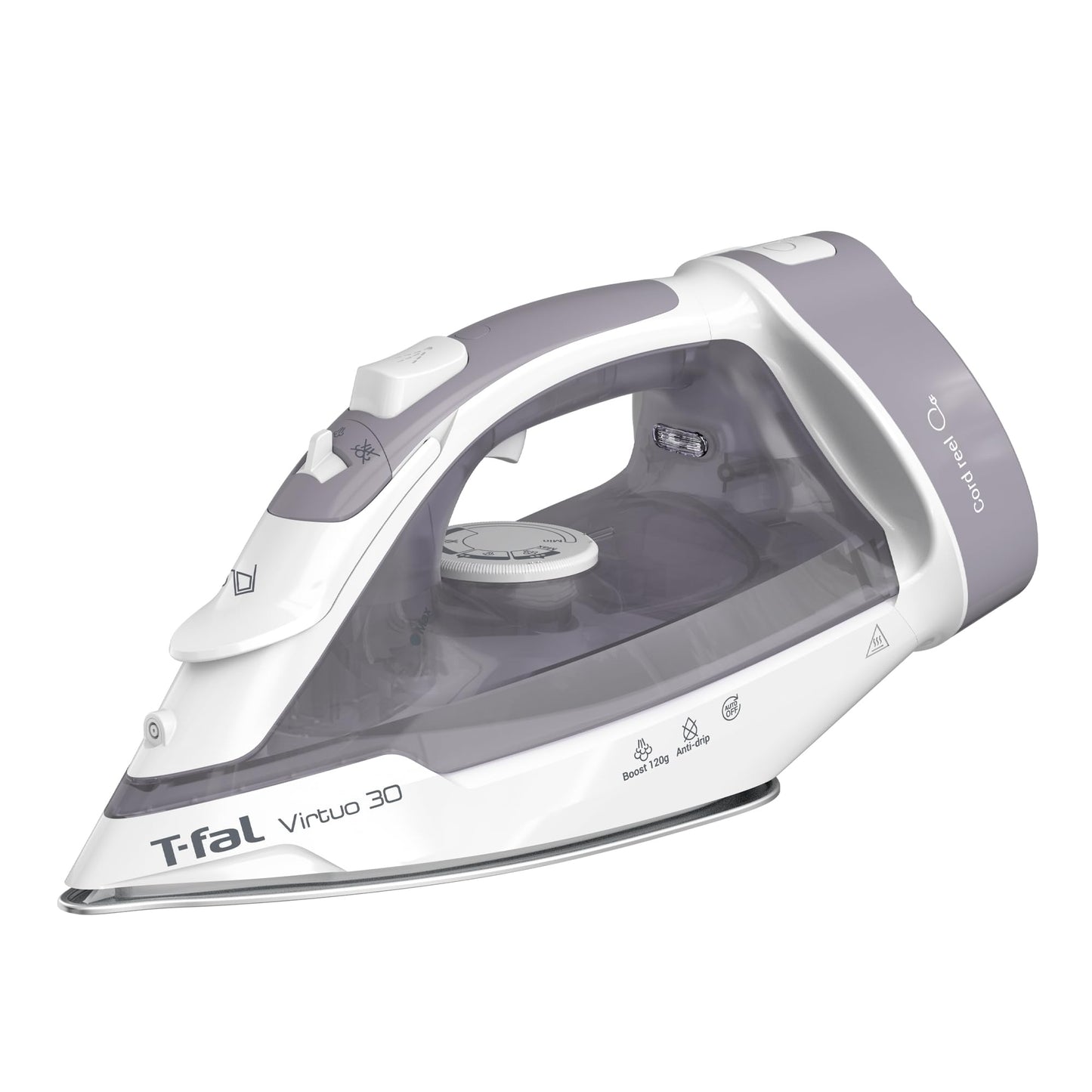 Plancha de Vapor T-fal gris con Suela de Cerámica y Cable Retráctil