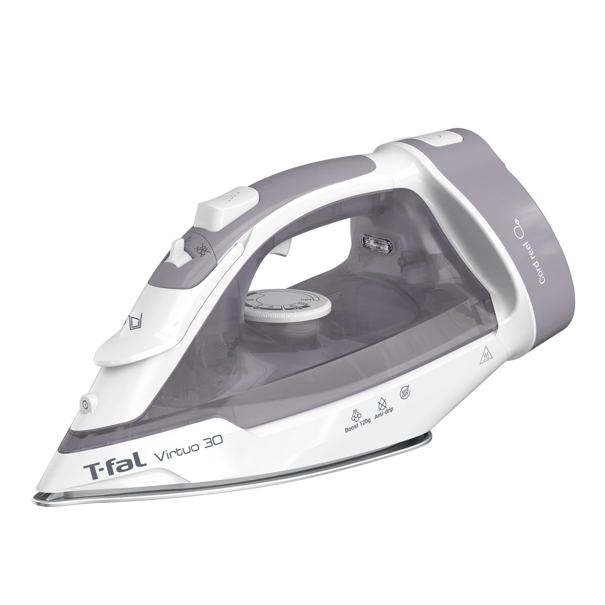 Plancha de Vapor T-fal gris con Suela de Cerámica y Cable Retráctil