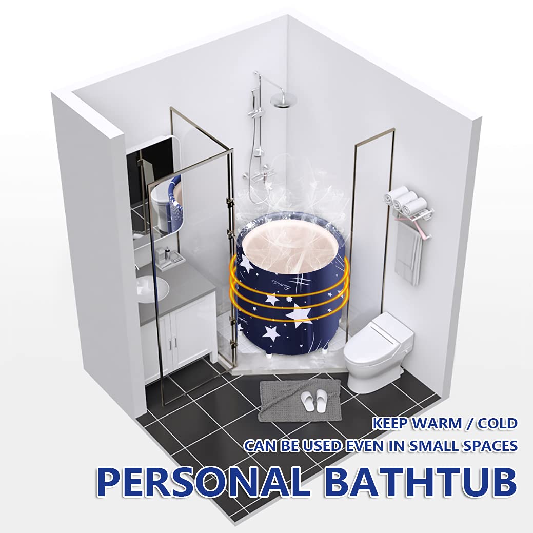 Bañera plegable portátil, bañera de baño ecológica para cabina de ducha (cielo azul -1)