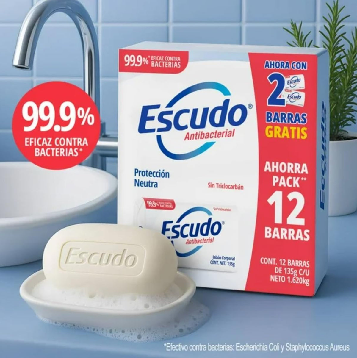 Jabón en Barra Escudo Escudo Neutro Protect 12 pzas de 135 g c/u