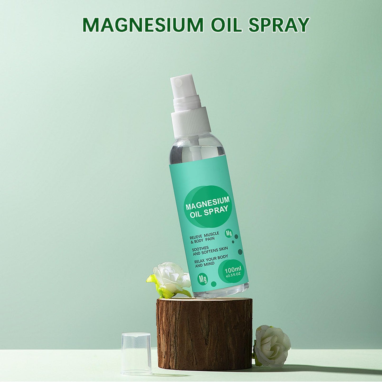 Spray de Aceite de Magnesio Puro Niebla Mineral Esencial para Alivio de Tensión Muscular 100 ml