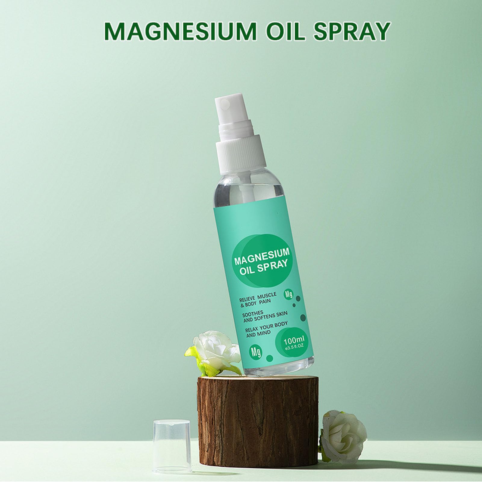 Spray de Aceite de Magnesio Puro Niebla Mineral Esencial para Alivio de Tensión Muscular 100 ml