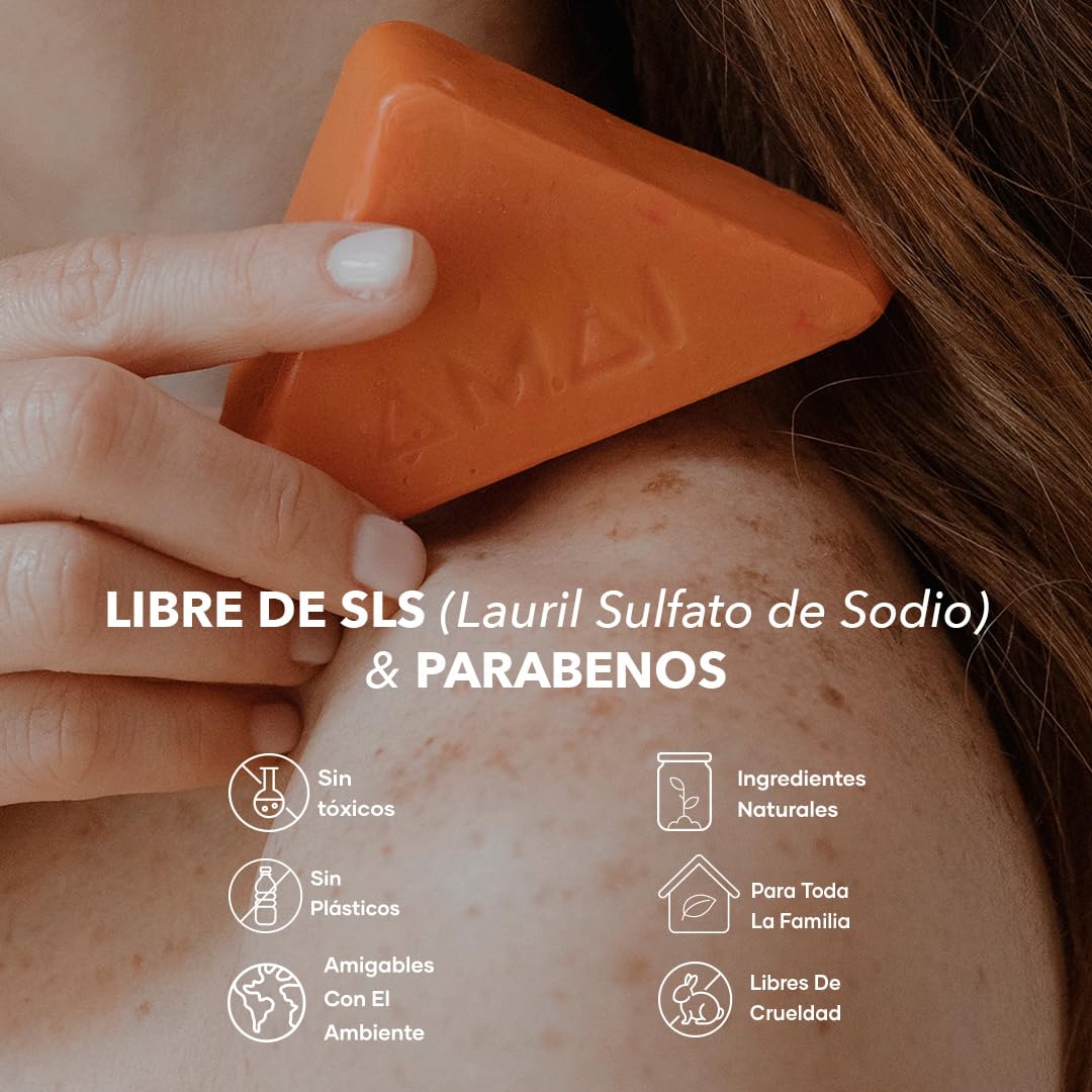 Set Shampoo en Barra AMAI Natural – Hidratante, Anticaída y Rizos Definidos – 3 Barras Sólidas Veganas, Sin Sulfatos, Ecológicas y Hechas en México