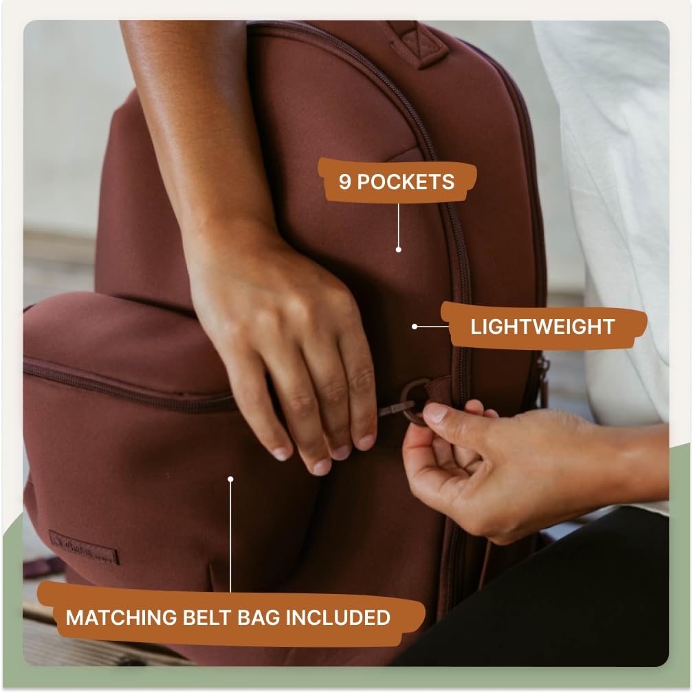 Parker Baby Drift Mochila de neopreno y bolsa para cinturón | Esencial de viaje sin granel con almohadilla para cambiar pañales y correas para carriola, Negro, Large, Moderno