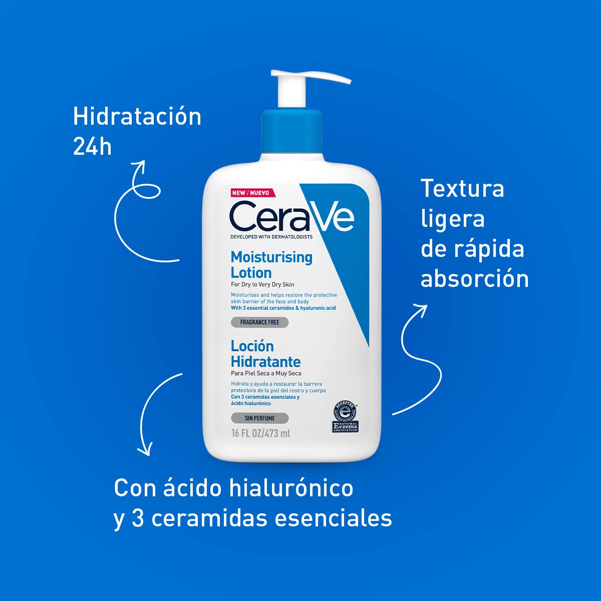 Cerave Gel Facial tratamiento Anti-imperfecciones Para Piel Grasa o Acne, 40ml + Loción Hidratante de Rostro y Cuerpo para Piel Seca con Ácido Hialurónico 473ml