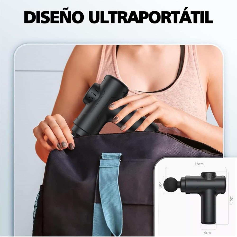 EDECOR Pistola de Masaje Muscular, 4 Cabezales Masajeador Portatil Muscular, Mini Masajeador de Tejido Profundo Ajustables Massage Gun Portátil de Masaje para Relajar Los Músculos Aliviar el Dolor