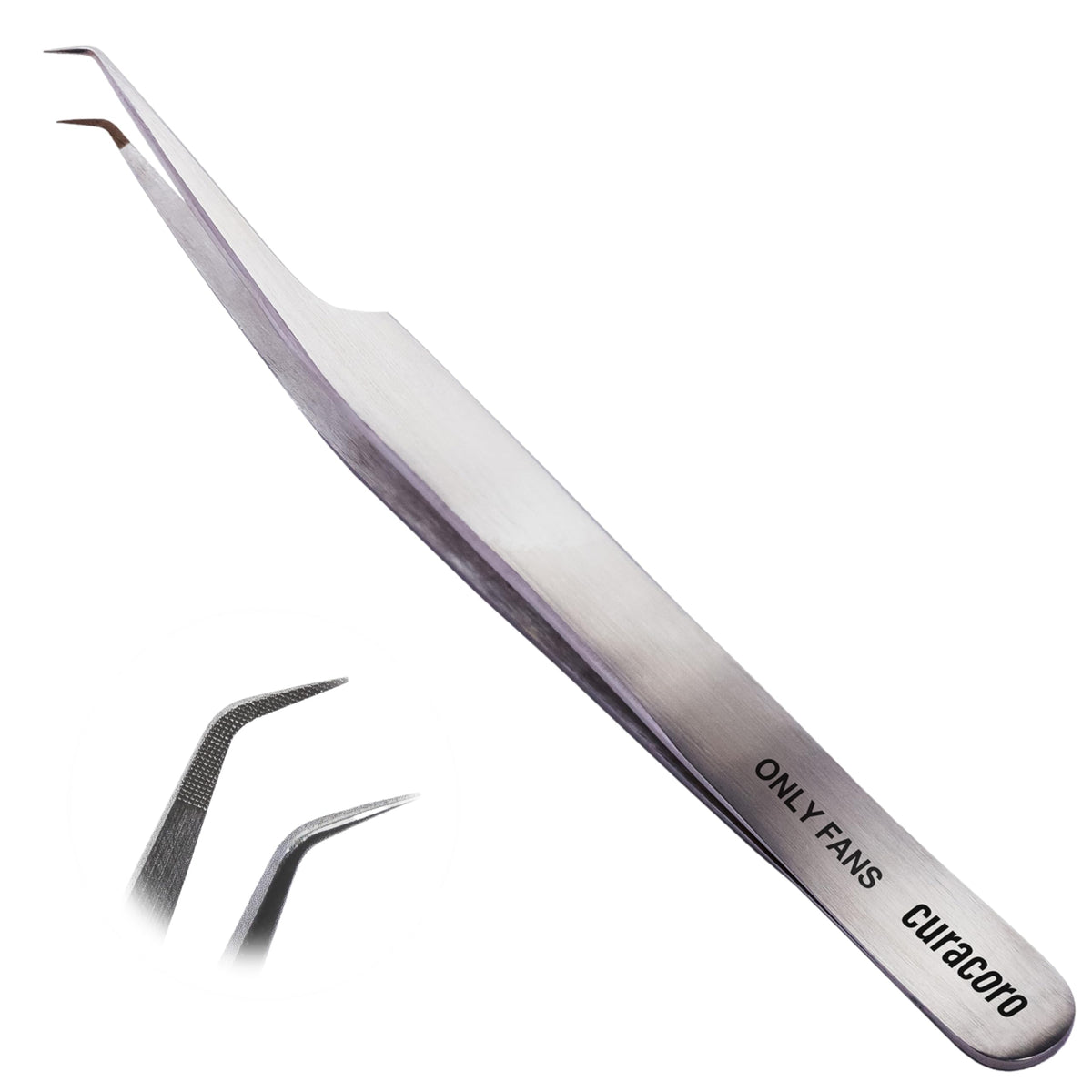 Curacoro Pinza de pestañas – Pinzas profesionales y de precisión para extensiones de pestañas, multiformas y propósitos, pinzas para volumen, aislamiento y pestañas clásicas (plata, solo ventilador)