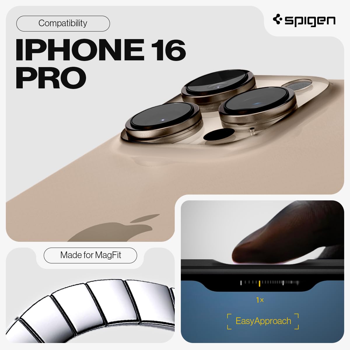 Funda Spigen Tough Armor (AI) MagFit Compatible con iPhone 16 Pro [Soporte] [Protección de Grado Militar], Compatible con MagSafe - Metal Slate