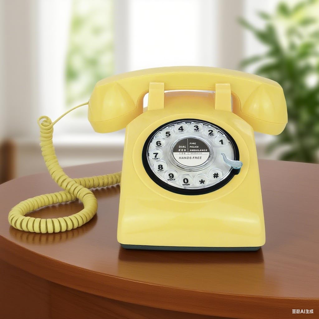 TelPal - Teléfono retro de una sola línea con cable de computadora, esfera giratoria clásica, clásico, manos libres, teléfono fijo para el hogar/oficina/hotel, teléfonos antiguos para personas mayores