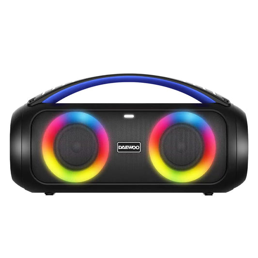 Select Sound Daewoo Bocina Portátil TWS Bass Boost Subwoofer Bluetooth Recargable, Sonido Envolvente, Luces Led contra Salpicaduras, Aux 3.5mm, Puerto USB y TF Micro SD, Radio FM
