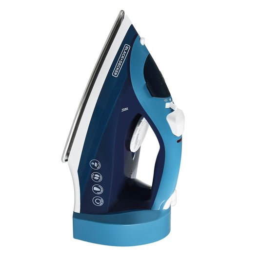 BLACK+DECKER - Plancha de vapor para ropa con cable retráctil, vapor vertical, diseño antigoteo, niebla de pulverización y botón de limpieza automática, 1200 W
