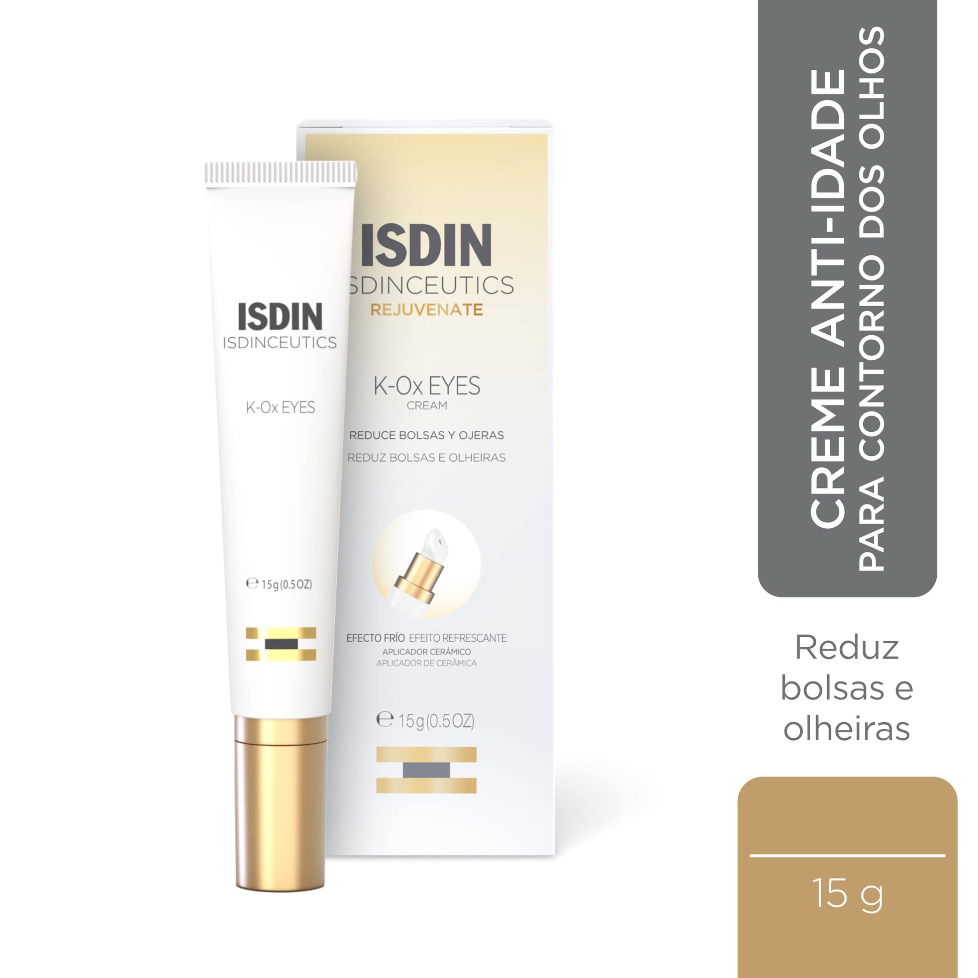 Isdinceutics Contorno de ojos K-Ox Eyes 15Ml + Fotoprotector Fusion Water SPF 50, Protector Solar Facial de fase acuosa para uso diario, Textura ultra ligera, 50 ml