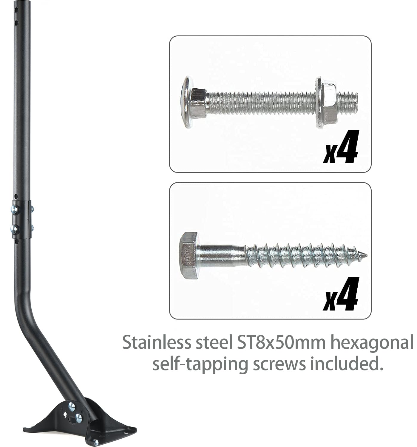 Soporte de antena ajustable para exteriores – Soporte universal en J para antena y estación meteorológica – Fácil instalación, estructura sólida, resistente a la intemperie (diámetro 1 1/4 pulgadas