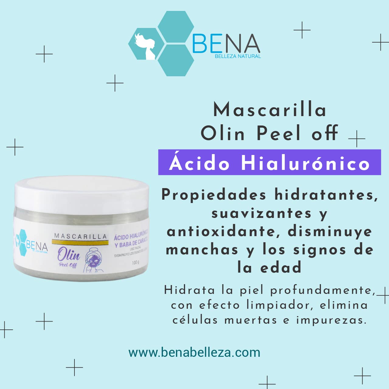 Kit Rostro Perfecto Bena Serum Tonico y Mascarilla de Acido Hialuronico mas Jabon Baba De Caracol