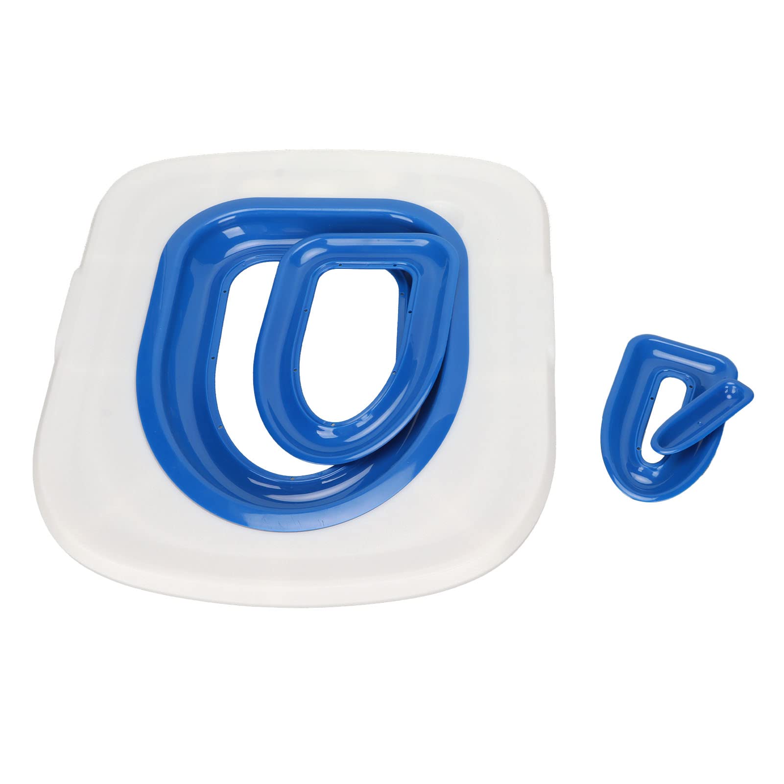 GLOGLOW Kit de Entrenamiento para Inodoro de Gato, Asiento de Orinal de Entrenador de Inodoro Universal para Gato para Inodoro Doméstico (Bandeja Blanca, 1 Soporte Interior Azul)