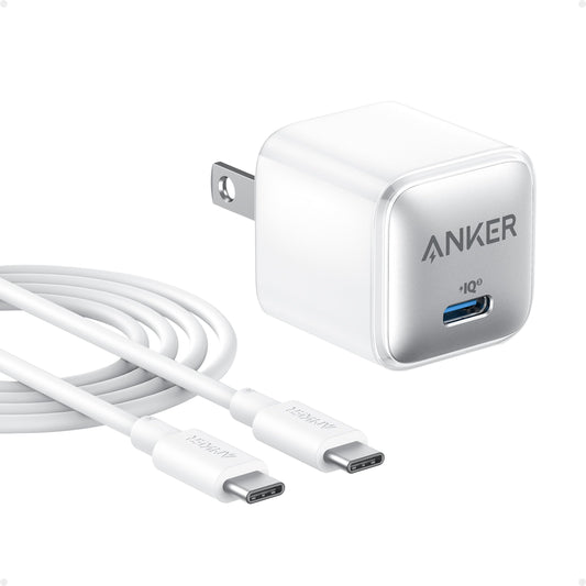 Anker Cargador 511 (Nano Pro) 20W PIQ 3.0 Cargador USB-C Fuente de alimentació Ártico Blanco (6ft 3A 60W c-c Cable Incluido)