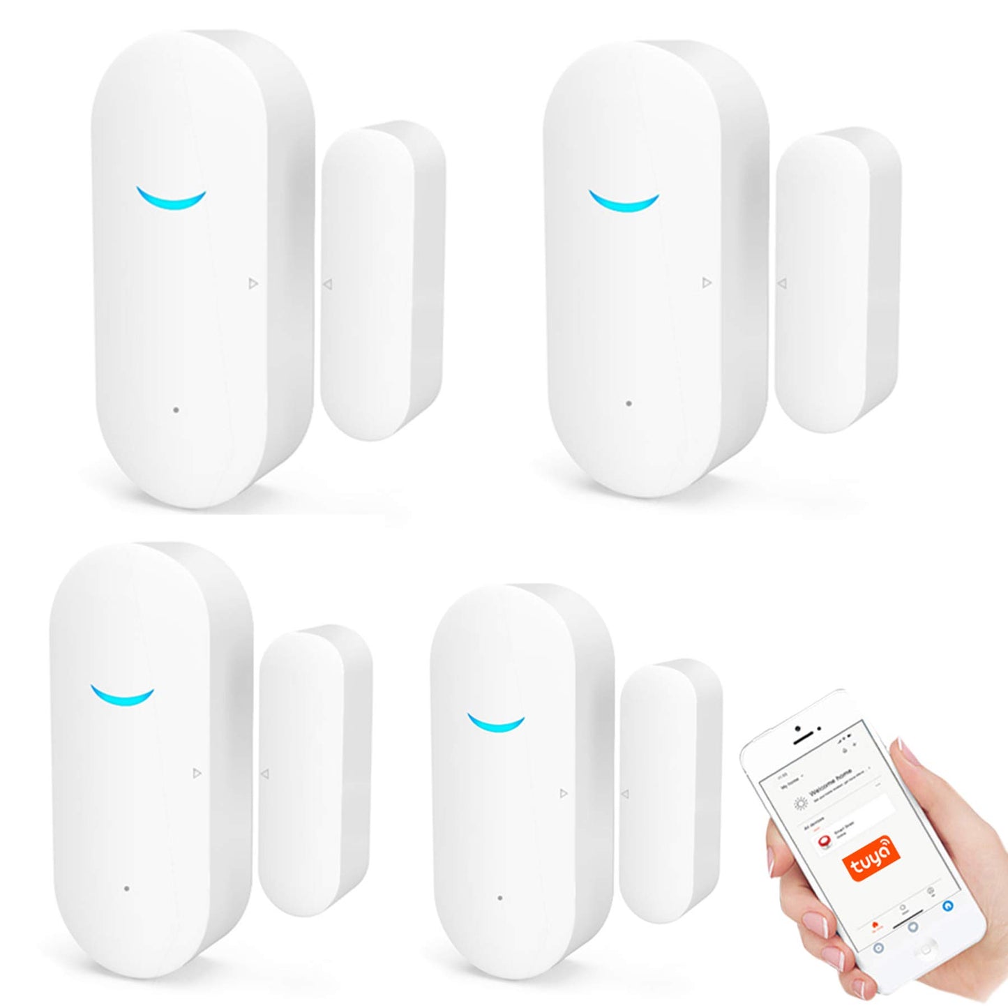 Sensor de Puerta WiFi Tuya Blanco Inteligente para Seguridad en el Hogar y Negocios