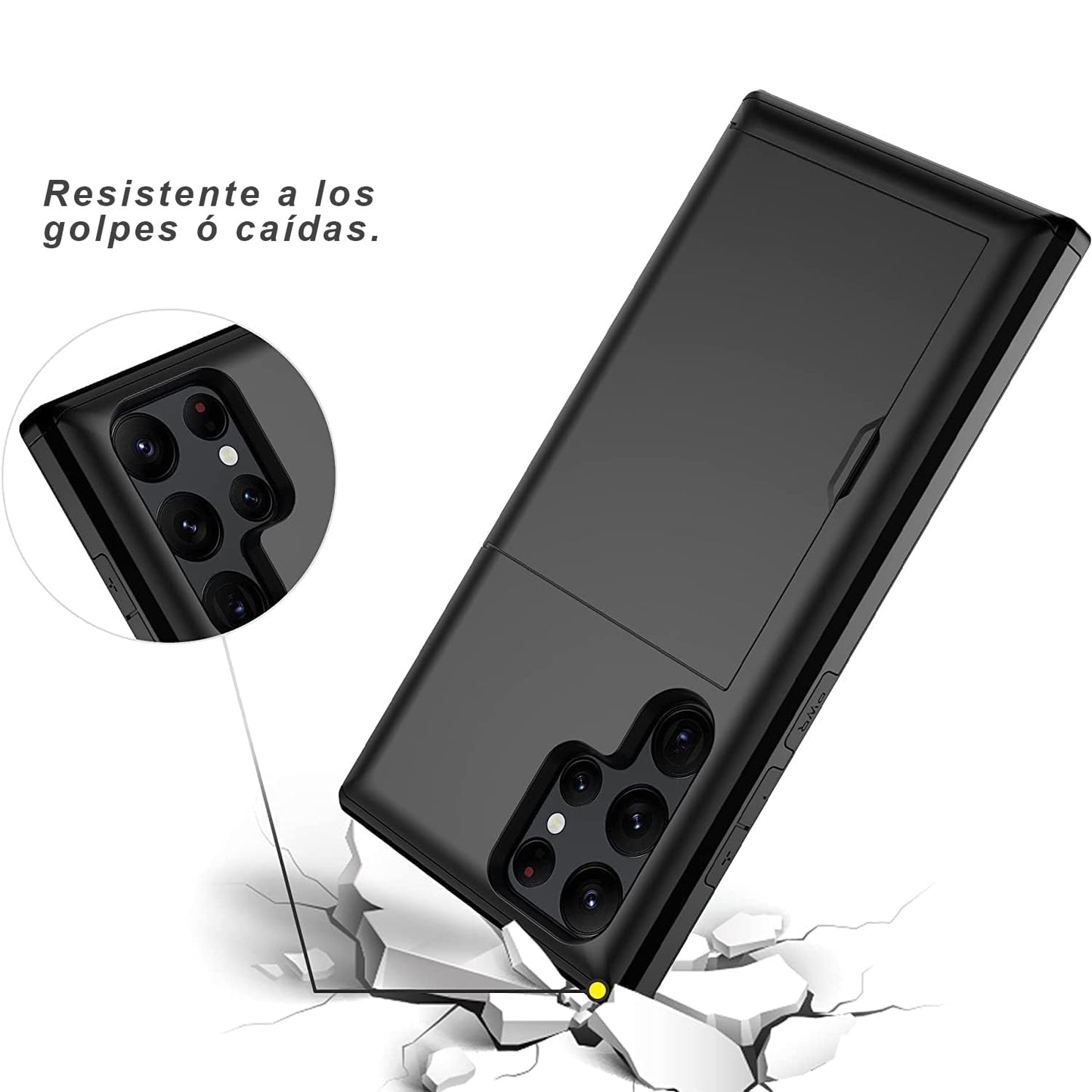Funda para Samsung Galaxy S22 Ultra Noguez negro con Ranura Oculta para Tarjetas Resistente a Golpes