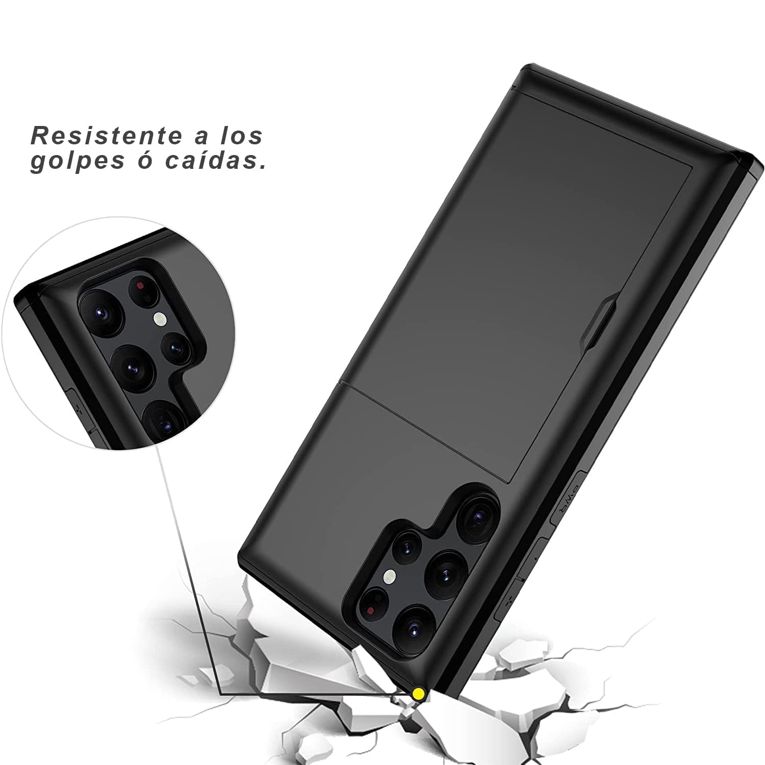 Funda para Samsung Galaxy S22 Ultra Noguez negro con Ranura Oculta para Tarjetas Resistente a Golpes