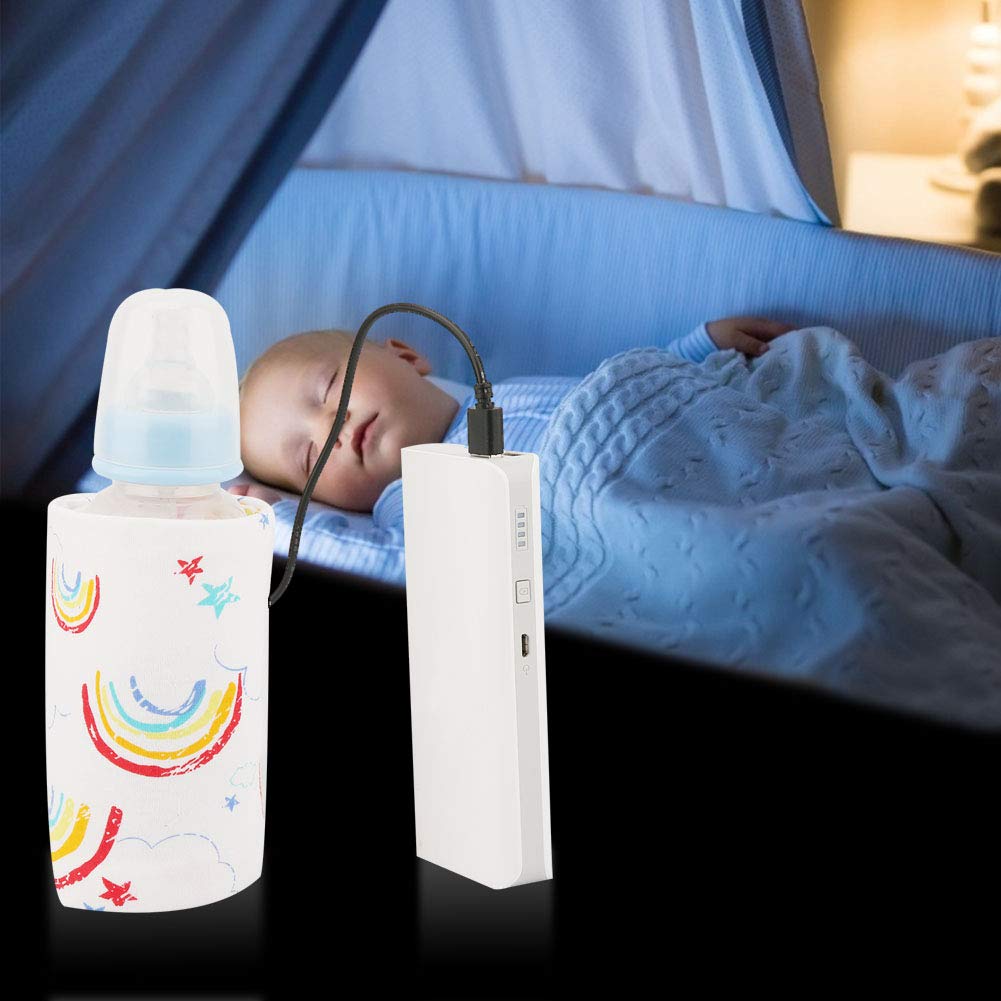 Funda para Biberón que Mantiene el Calor, Bolsas para Biberones Portátiles, USB para Mantener el Calor de la Leche, Calentador Multifunción para Taza de café, té, Bebida, Bolsa de (arcoíris)