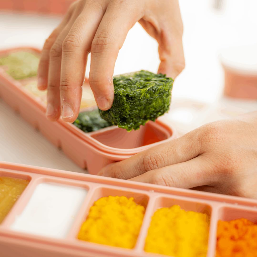 AGUARD MOMOBIN - Bandeja de silicona para congelar, fabricada en Corea, preparación de comidas, bandejas de almacenamiento de alimentos con tapas para purés, sopas, alimentos sólidos, frutas