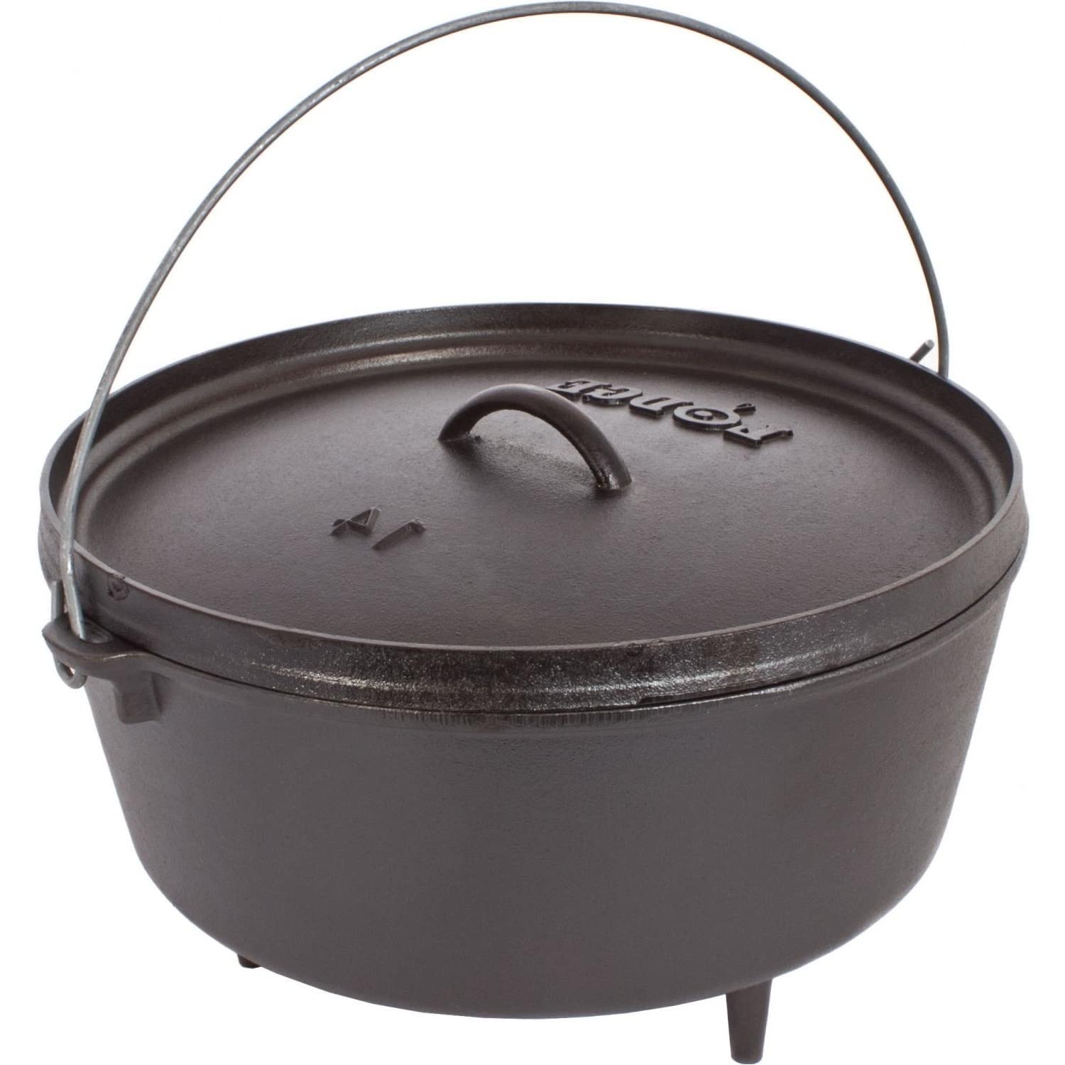 Lodge - Horno holandés de hierro fundido presazonado de 5 cuartos con tapa, doble asa, uso en el horno, en la estufa, en la parrilla o sobre la fogata, color negro
