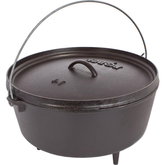 Lodge - Horno holandés de hierro fundido presazonado de 5 cuartos con tapa, doble asa, uso en el horno, en la estufa, en la parrilla o sobre la fogata, color negro