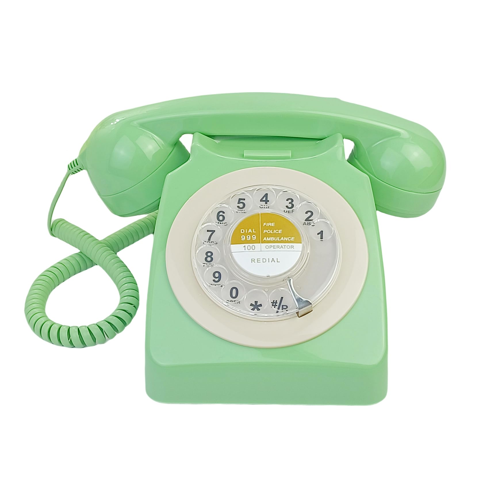 Benotek - Teléfono vintage retro de esfera giratoria de estilo antiguo, teléfono básico de una sola línea para escritorio, hogar, oficina, escuela, hotel