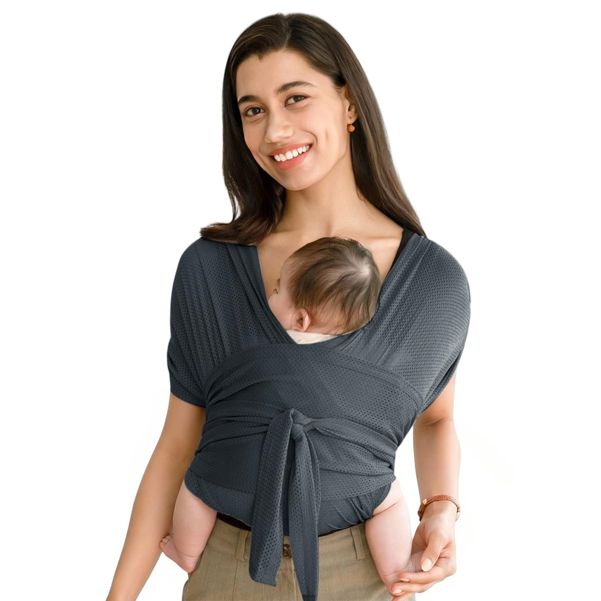 Fular Portabebés Ergonómico y Elástico para Bebés de 0 a 36 Meses, Ajustable desde Recién Nacidos hasta Niños Pequeños (Gris)
