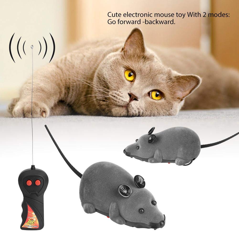 Juguetes de los Ratones del Gato, Ratón inalámbrico Divertido de la Novedad de la Rata Flocado Giratorio de Dos vías Juguete del Animal doméstico del Coche del ratón con