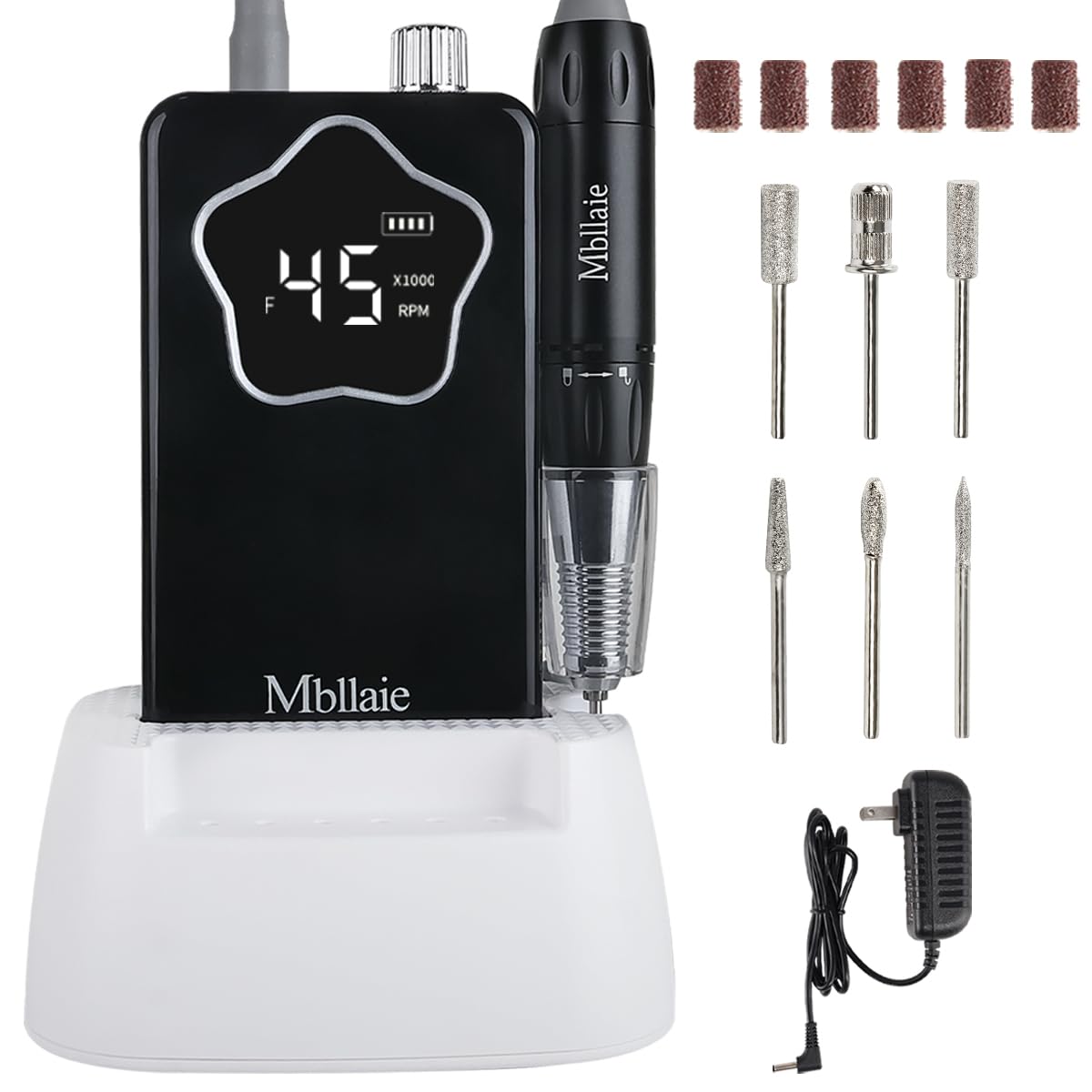 Taladro de Uñas Eléctrico Profesional Mbllaie 45000 RPM Inalámbrico Recargable