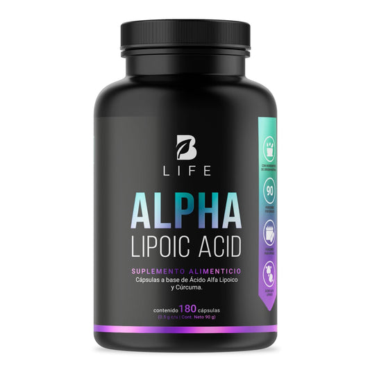Ácido Alfa Lipoico Cápsulas B Life con Cúrcuma 1000 mg Ingredientes Naturales