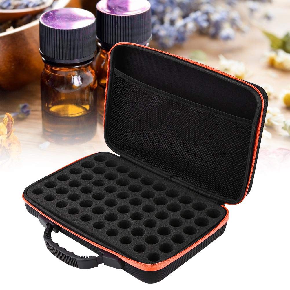 Estuche de transporte de aceites esenciales para 60 botellas de 5 ml, 10 ml, 15 ml, con asa para aceites aromáticos, bolsa de transporte de viaje (naranja)