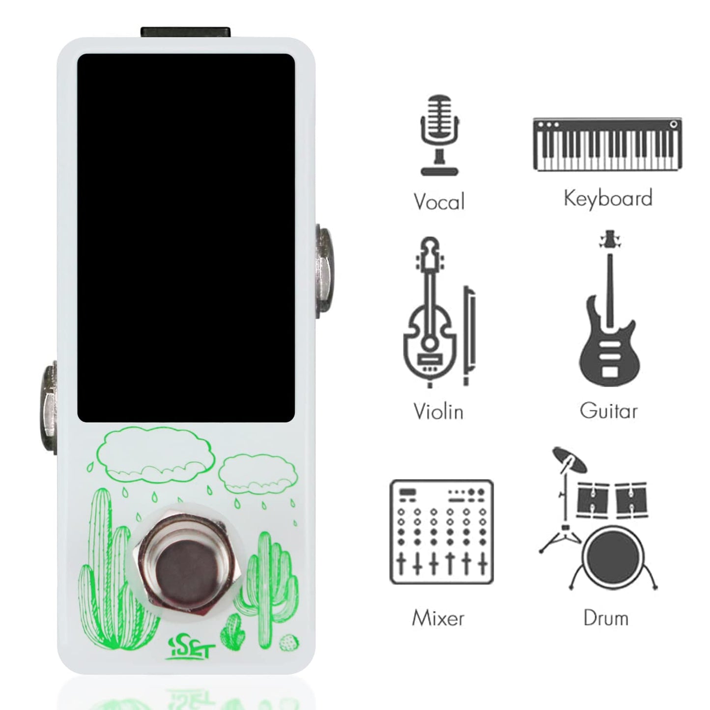 ISET - Afinador cromático de pedal para guitarra, bajo, violín y otros instrumentos musicales cromáticos