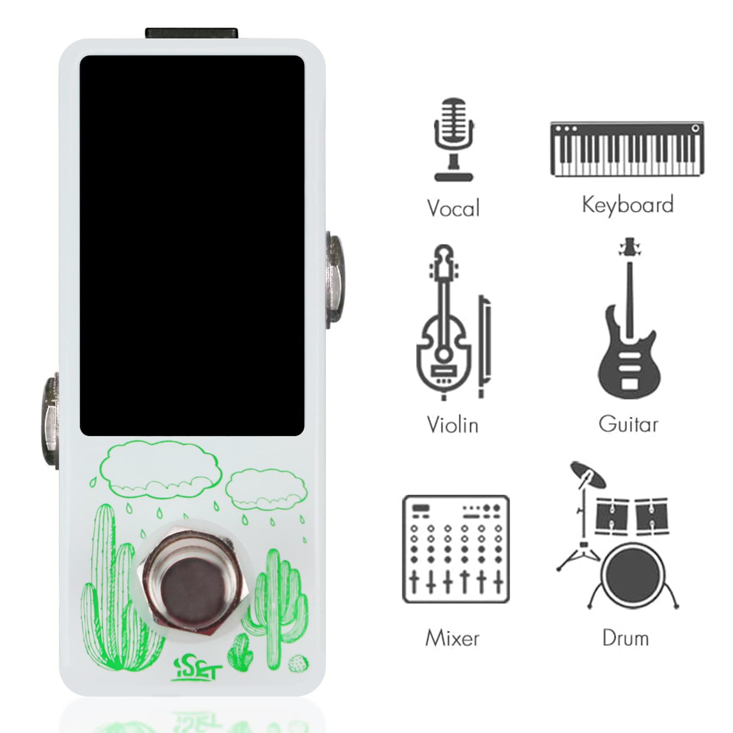 ISET - Afinador cromático de pedal para guitarra, bajo, violín y otros instrumentos musicales cromáticos