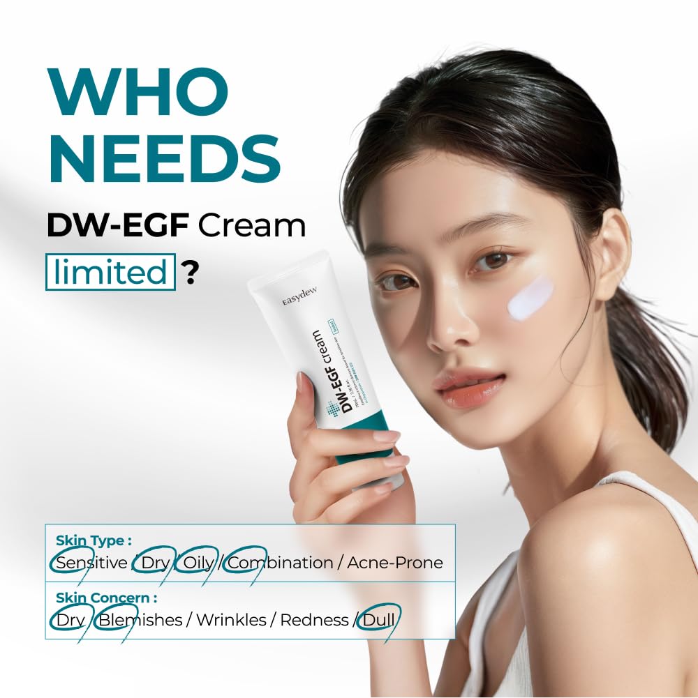 EASYDEW DW-EGF Cream Limited 2.4 oz - Anti-Aging Moisturizer with Human Epidermal Growth Factor & Hyaluronic Acid Collagen to Rejuvenate & Regenerate Cells,Softer Skin, Light weight Refreshing Cream