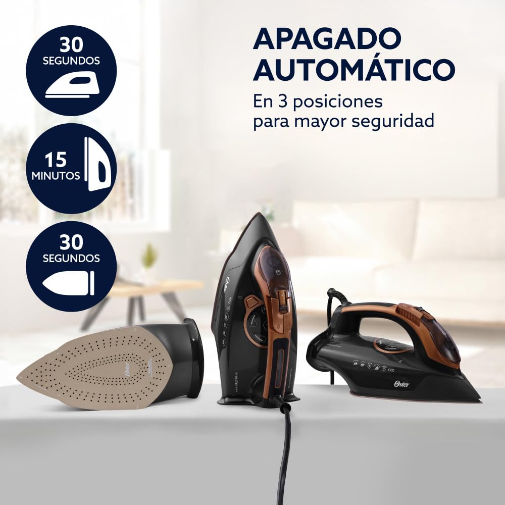 Oster Plancha de Vapor, PressXpress Max S9200, Digital, Golpe de Vapor 300 g/min, Suela XL Cerámica con Diamante, Vapor Vertical, Antigoteo, Bronce, GCSTPX9200-013