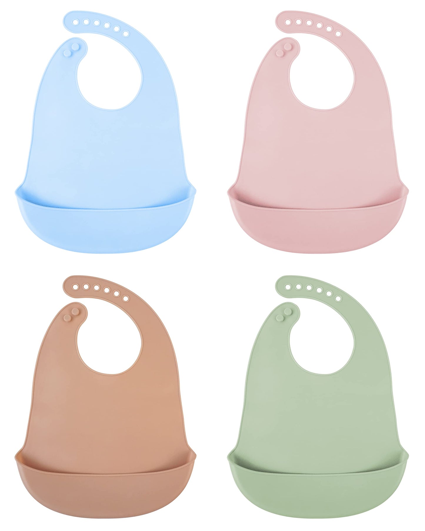 DF DUALFERV 4 baberos de silicona, baberos de bebé, baberos para bebés y niñas, impermeables, baberos ajustables para niños pequeños