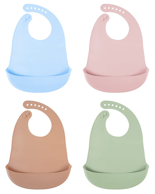 Baberos de Silicona DF DUALFERV Impermeables y Ajustables para Bebés y Niñas