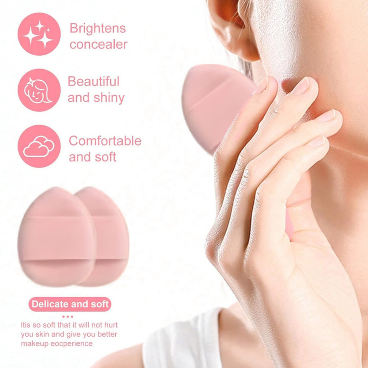 suniya Set de diadema y pulsera para spa, limpiador facial, esponjas de maquillaje, esponjas triangulares suaves, borlas para polvos, regalos para mujeres y adolescentes, artículos de moda (rosa)