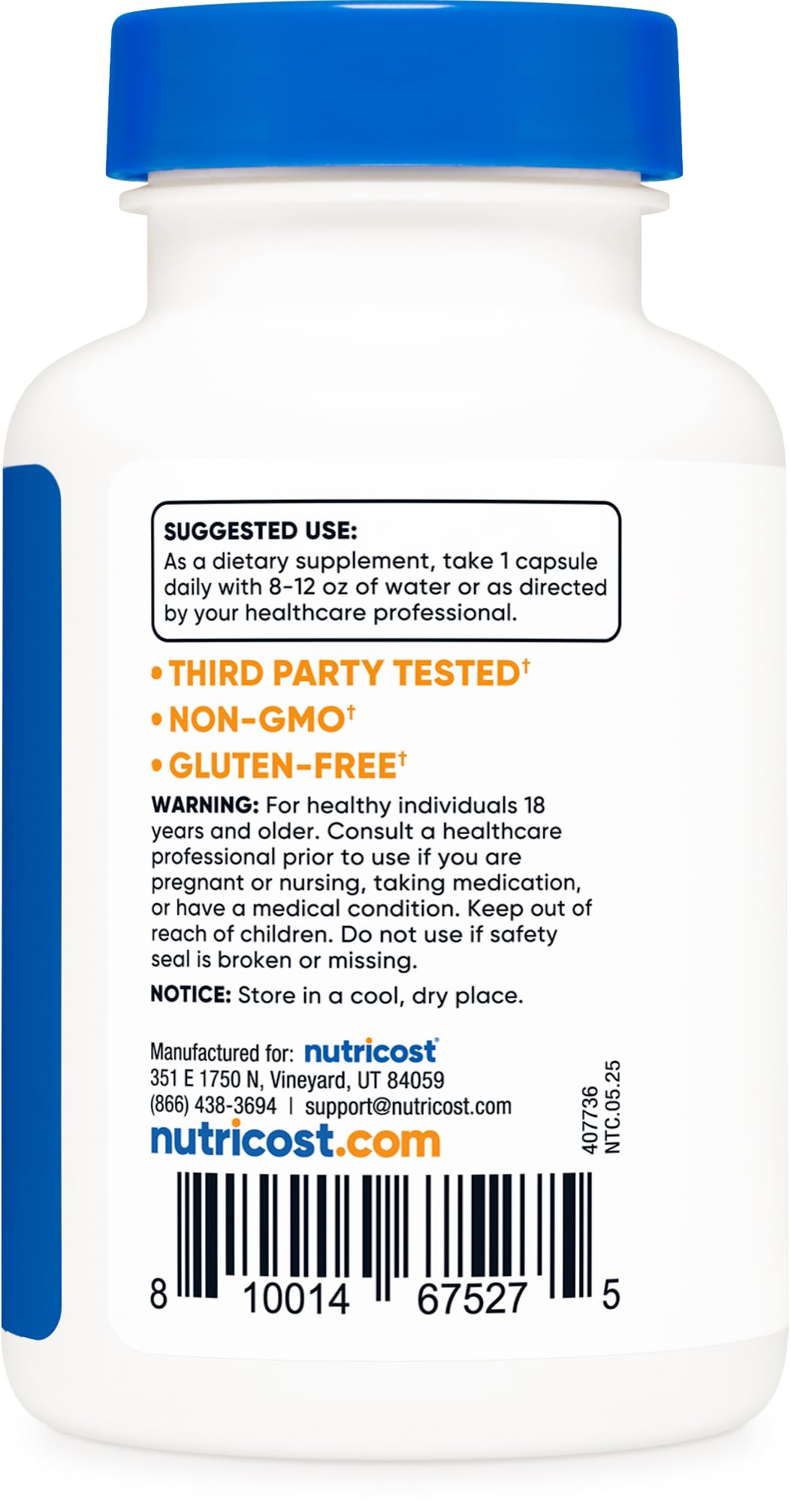 Suplemento Nutricost Tudca 250mg sin Gluten ni OGM Calidad Premium