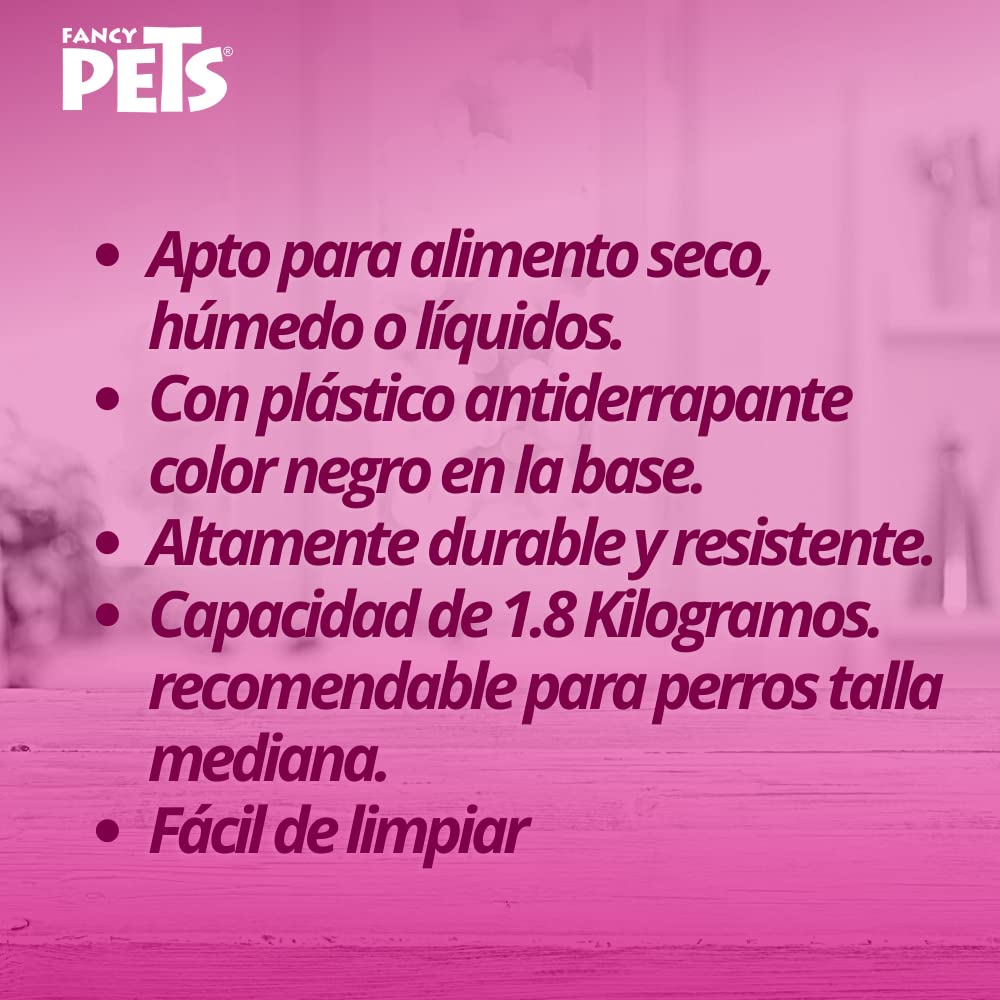 Plato Estriado de Acero Inoxidable Fancy Pets Plateado con Antiderapante para Perro