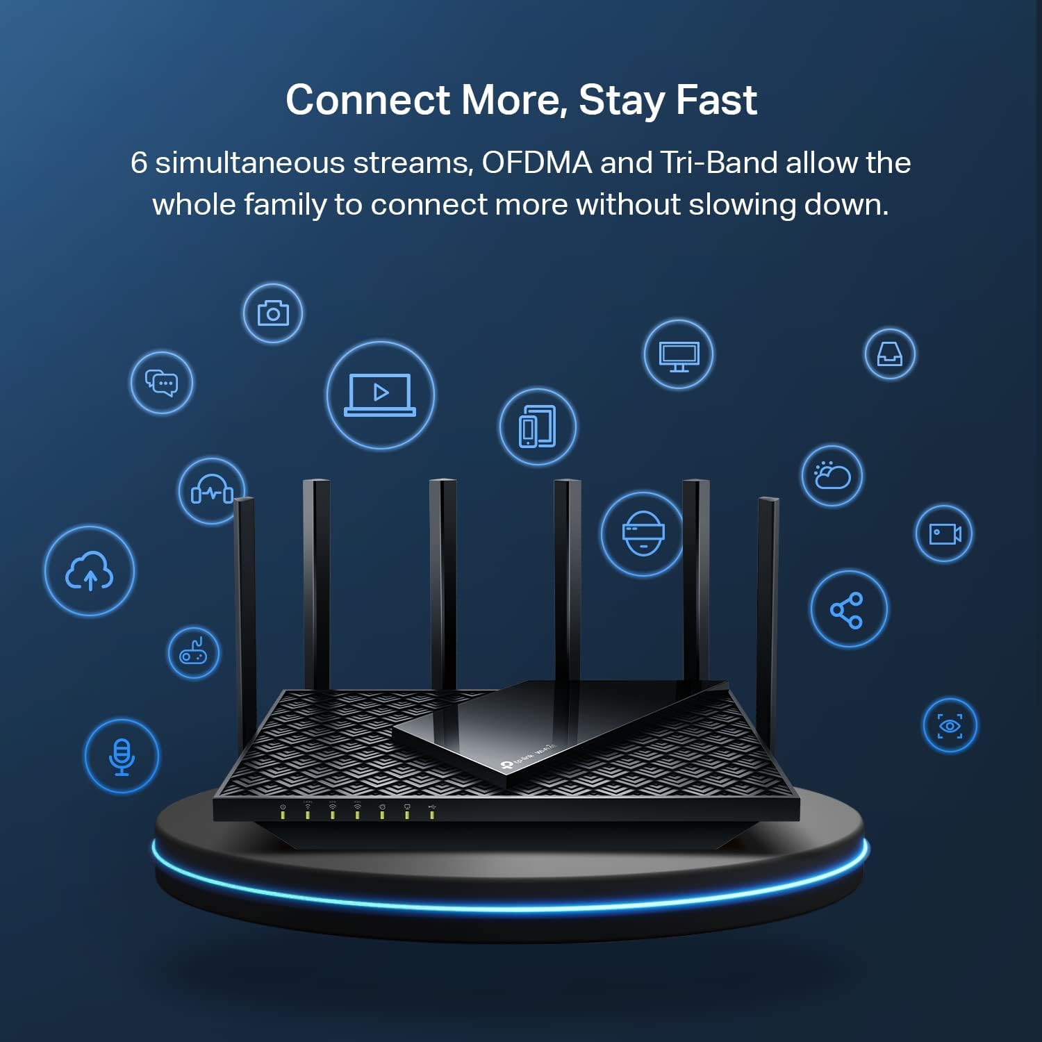 TP-Link AXE5400 WiFi 6E de Triple Banda, Router de Internet Inalámbrico Gigabit, Hacha para Juegos, VPN, OneMesh, WPA3 (Archer AXE75)