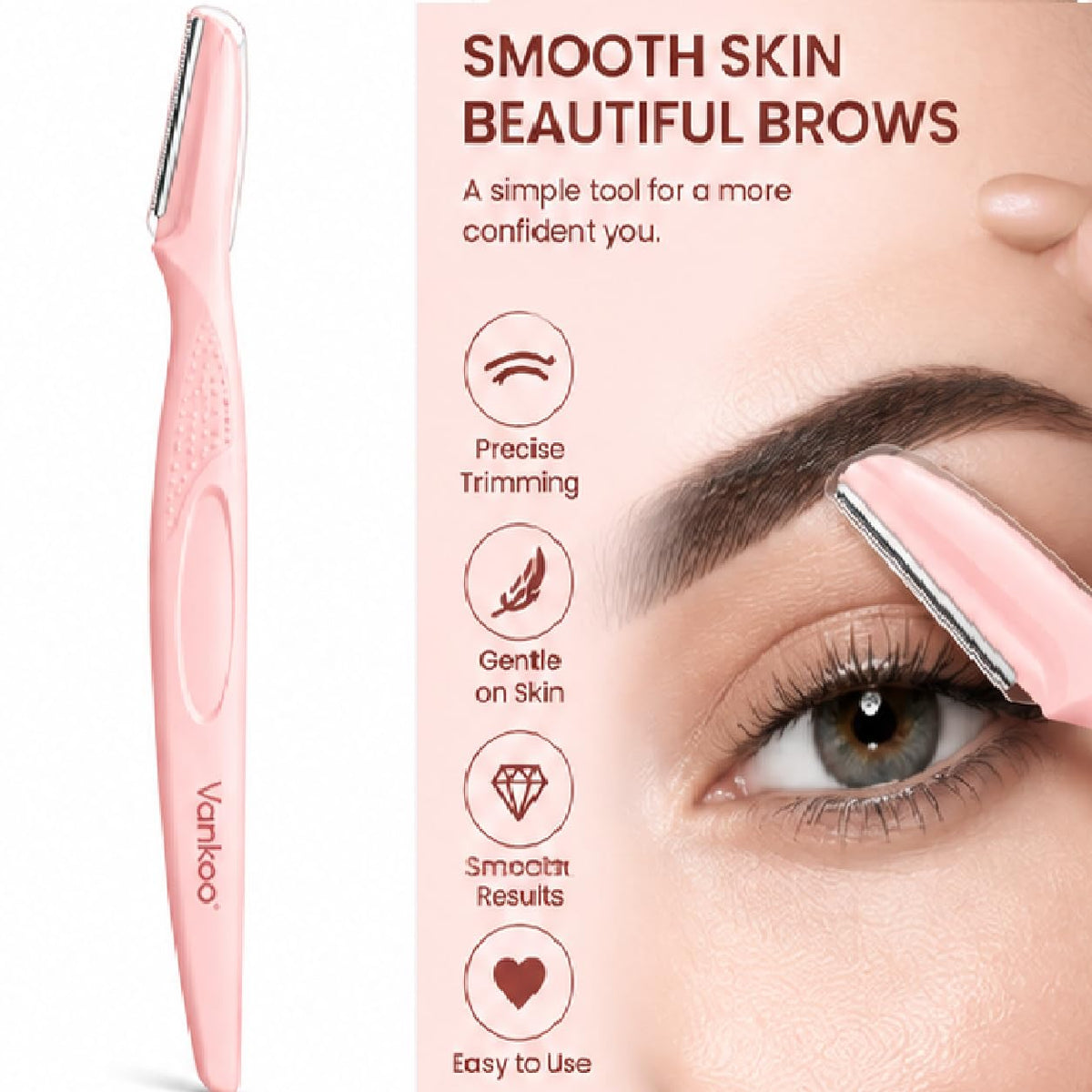 Vankoo Maquinilla de afeitar para cejas y cejas 2 en 1, recargable con luces LED integradas, elimina el vello sin dolor, para una piel impecable y maquillaje