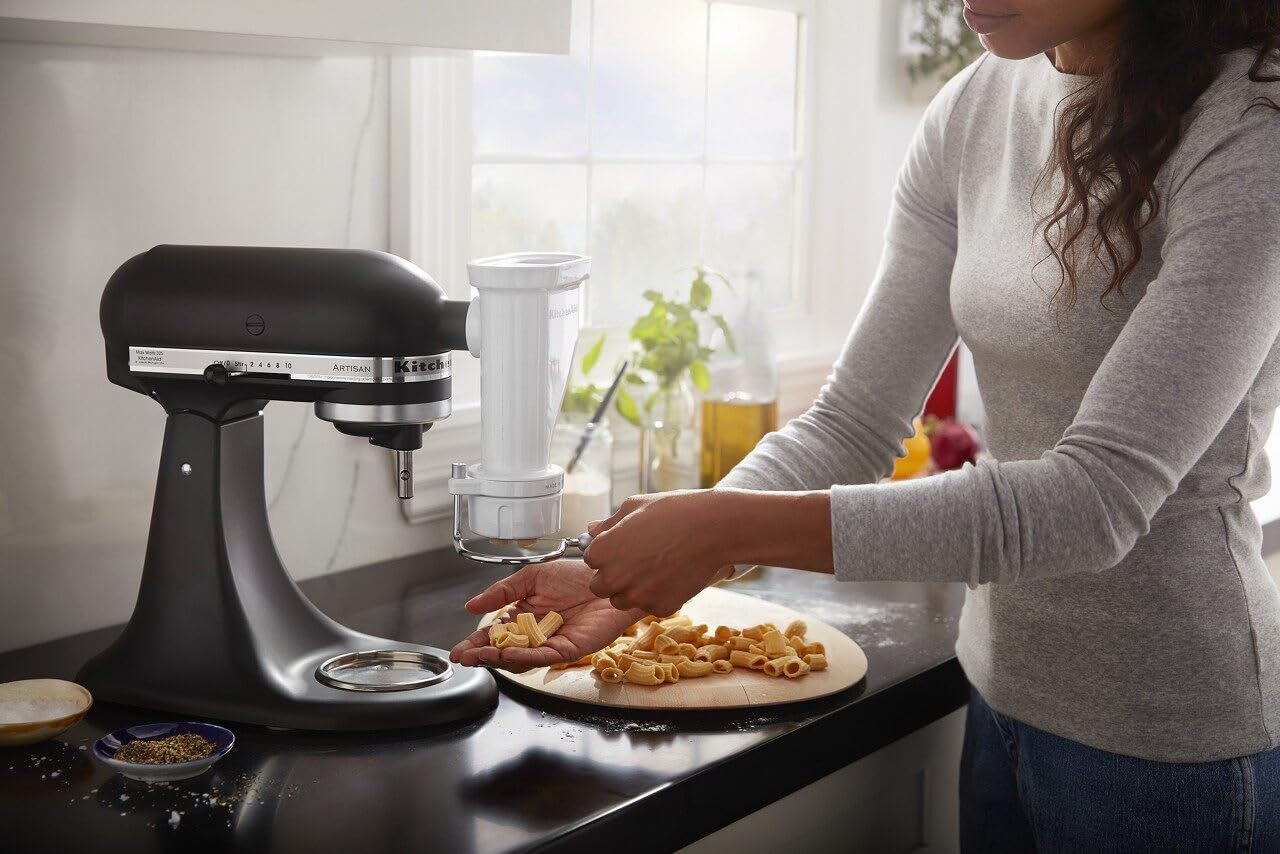 KitchenAid KSMPEXTA Gourmet Pasta Press Attachment with 6 Interchangeable Pasta Plates, Acero inoxidable