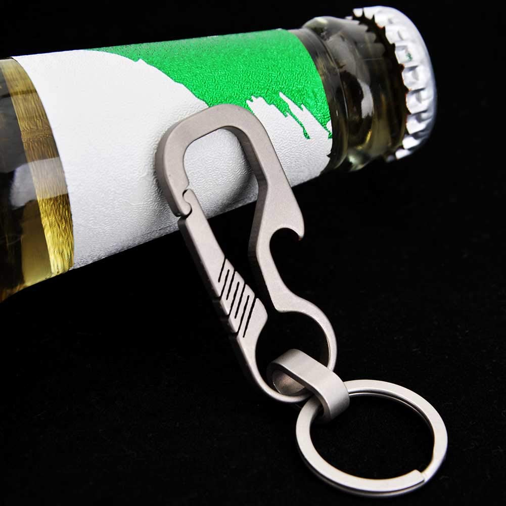 Llavero abrebotellas de titanio de liberación rápida para hombre y mujer, color plateado