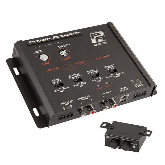 Power Acoustik BASS-18C Procesador de graves – Filtro subsónico variable y entrada RCA/alto nivel | Indicador de recorte LED | Salida de 10 V con aislamiento de tierra | Subpotenciador de audio para