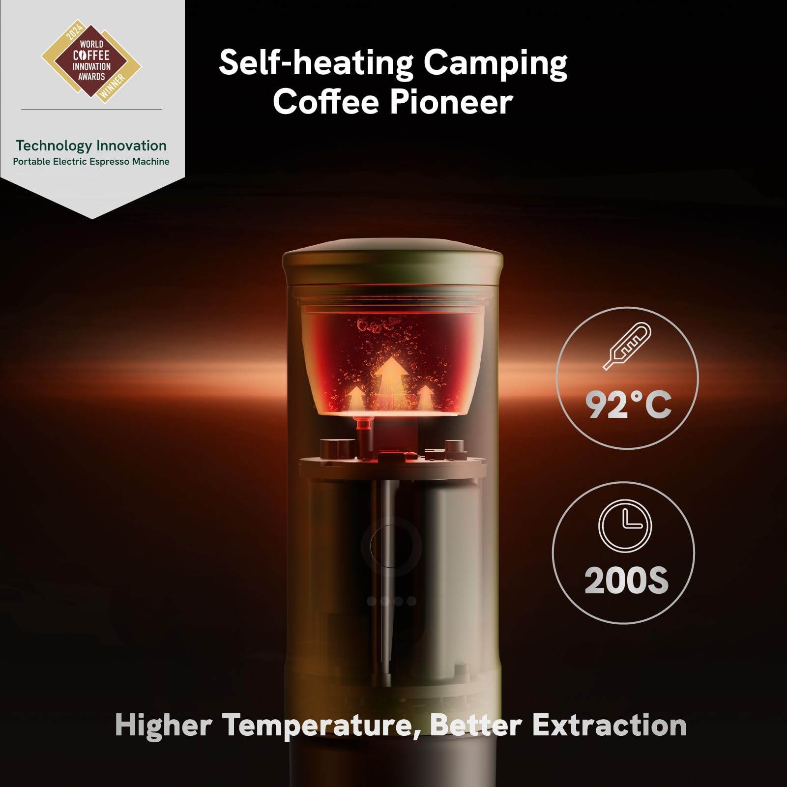 Máquina Espresso Portátil OutIn Nano Negra autocalentada con USB-C para Camping y Viajes