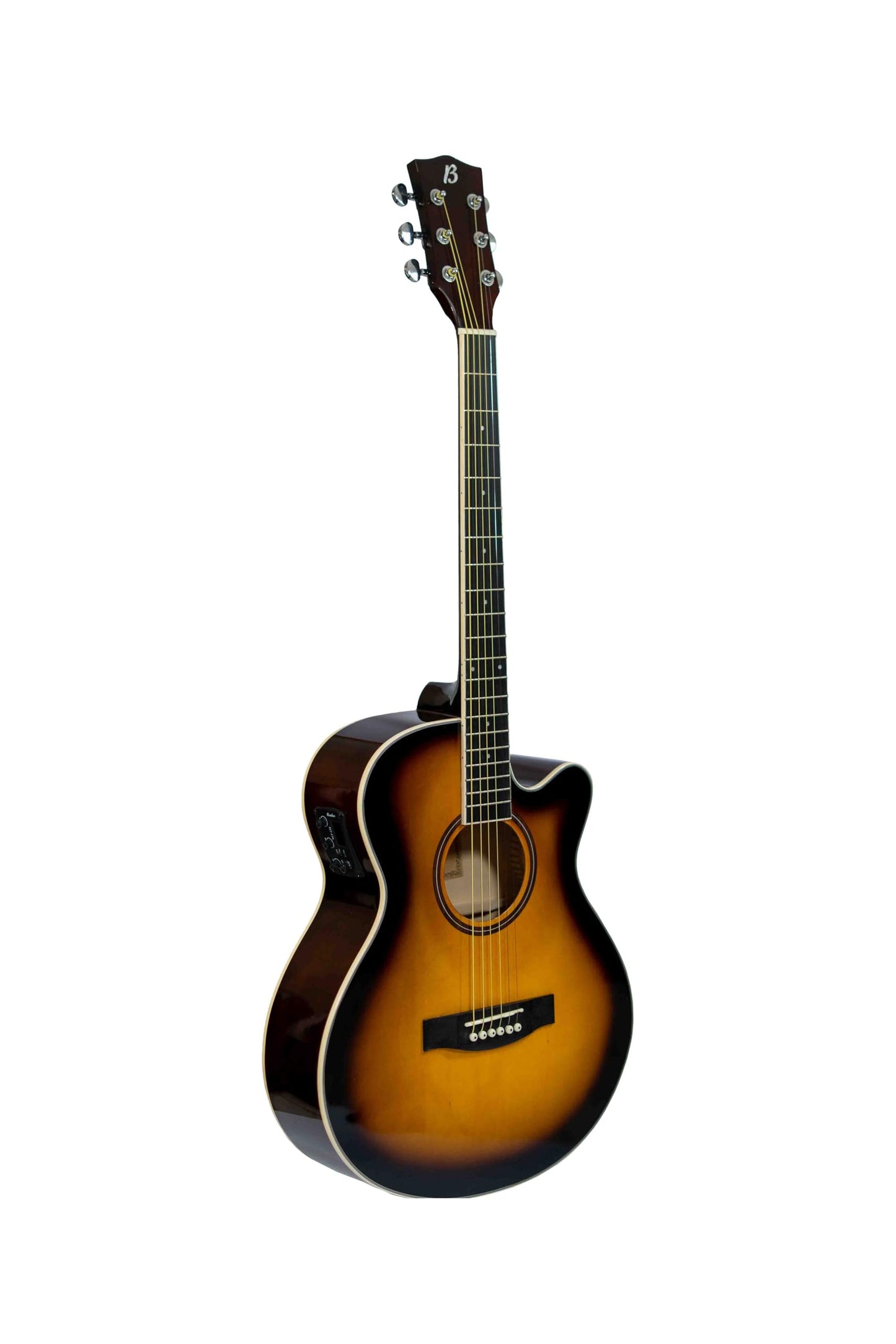 BAMBOO, Guitarra Electroacustica Sunburst, Linden 40" - Incluye Funda - Guitarra Acustica con corte y equalizador para principiantes.