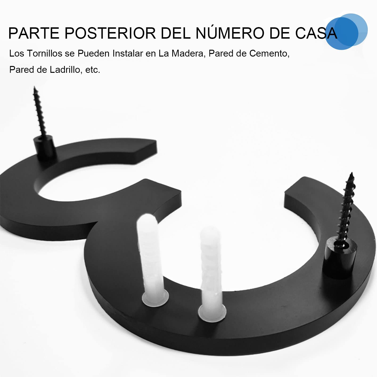 GLINTYU Numeros para Casa Exterior, Altura 20 cm, Material ABS Engrosado de 8,3 mm, Negro Mate, Fácil de Instalar y Resistente, Adecuado para Uso Residencial, de Oficina, Piso y Calle (2)